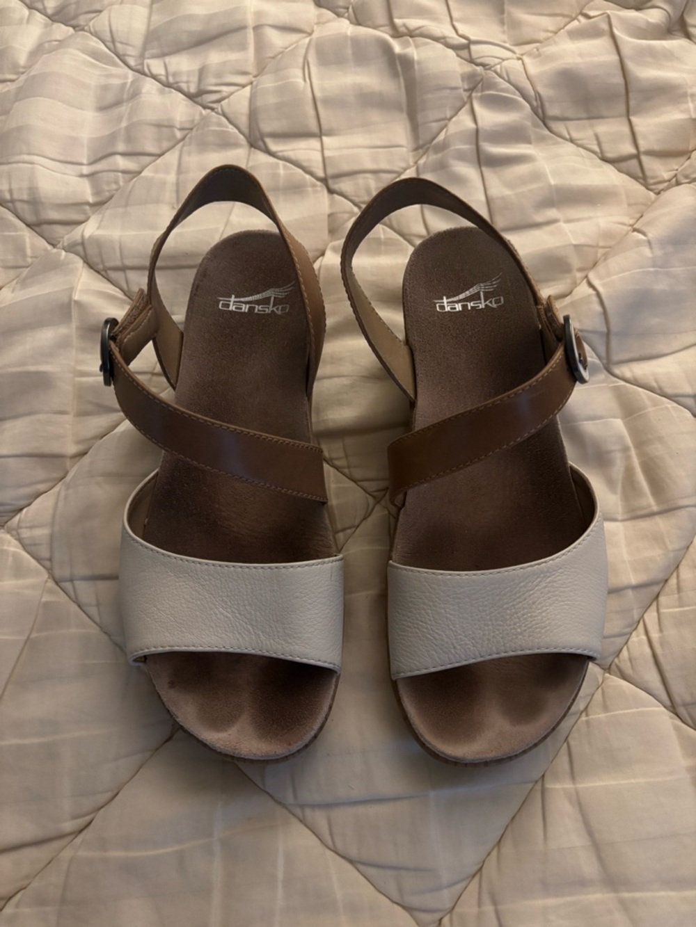 Dansko Brown and Cream Leather Slingback Sandals